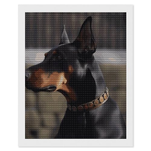 Peinture diamant Doberman kit adulte pour sublimer la décoration murale du salon