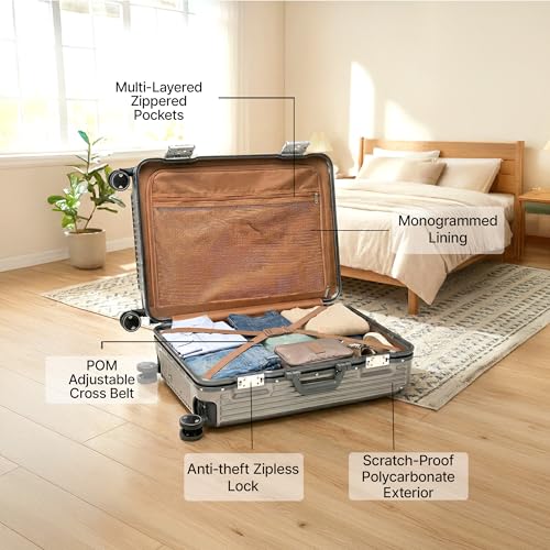Image of Vertica Hard PC Luggage, Set of 2, Cabin and Medium Size, 100% Polycarbonate, Lightweight and Durable, Silent Wheels, Anti-Theft with Aluminium Frame, and 2 TSA Approved Locks, Granite Haze