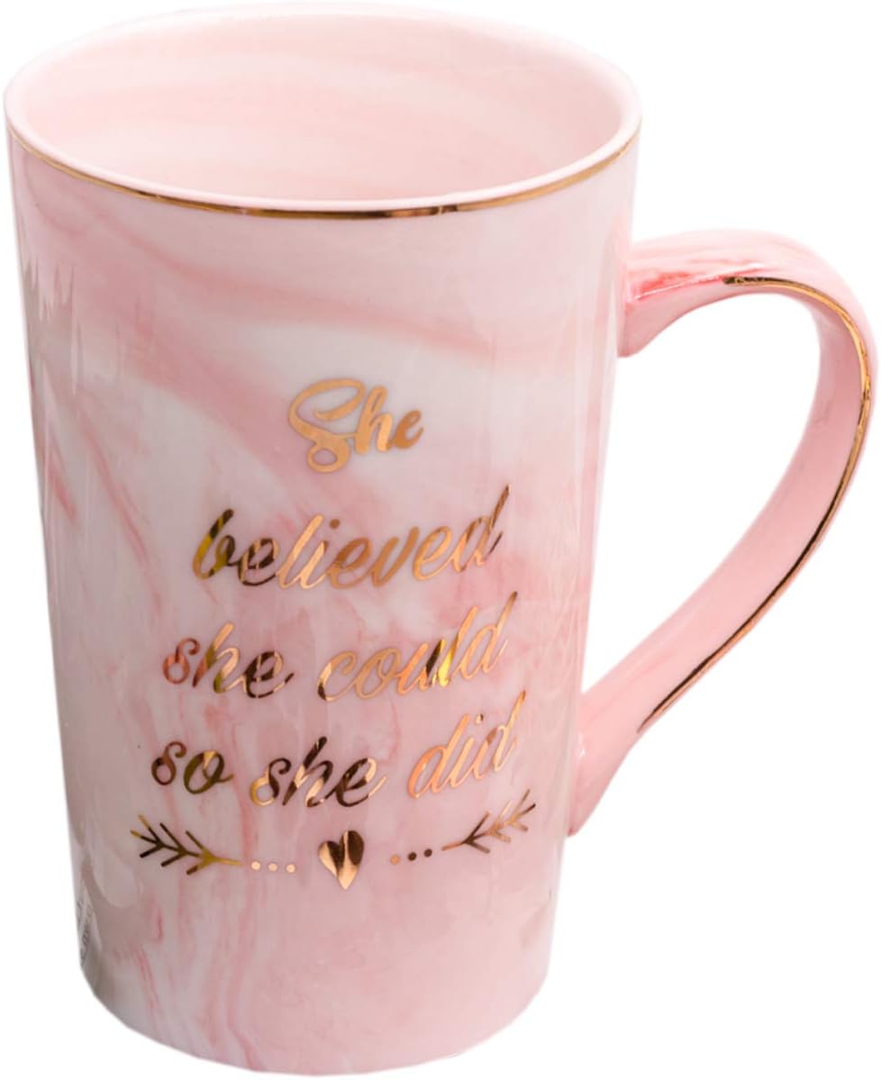 She Believed She Could So She Did Coffee Mug - Congratulations Graduation Gifts for Women Girl College Nurse Daughter Her Boss Lady - Cute Motivational Inspiritional 12.5oz Pink Ceramic Cup