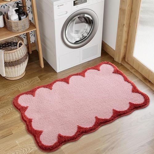 Urtlmaji Scalloped Bath Mats Pink Bathroom Rugs Non Slip Washable Cute Bath Mats Microfiber Absorbent Soft Aesthetic Preppy Small Bath Rugs for Bedroom Tub Sink 32"x20" - Cosy Home Interiors Urtlmaji Scalloped Bath Mats Pink Bathroom Rugs Non Slip Washable Cute Bath Mats Microfiber Absorbent Soft Aesthetic Preppy Small Bath Rugs for Bedroom Tub Sink 32"x20" - Image 7