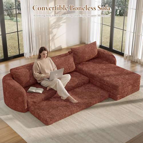 Image of Vesgantti 6 in 1 Convertible Folding Sleeper Sofa Bed, No Assembly, Orange