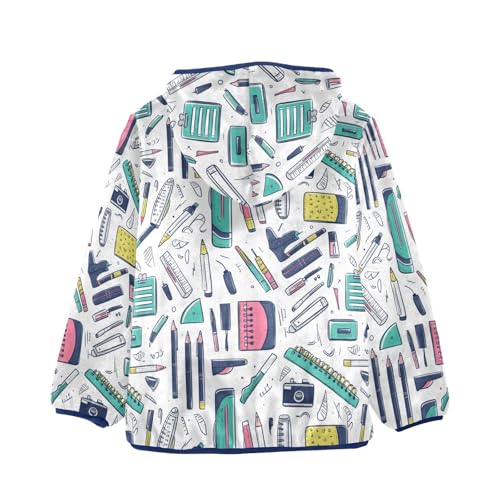 Study Stationery Pencil Girls Fleece Jacket Girls Fall Jacket Boys Coats Zip Up Hoodie Children Sherpa Warm Outerwear 2-10T2