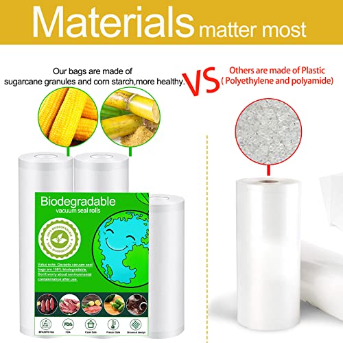 Vacuum Sealer Bags Rolls For Food Saver, Gavasto Biodegradable Vacuum Sealer Bags For Food, Seal A Meal Bags, Commercial Grade, Bpa/Bps Free, Great For Vacuum Sealing-3Pack,8X20(2Rolls), 11X20(1Roll) #TOP2