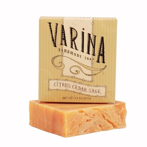 Miniatura 7 de Varina Jabón orgánico en barra de cedro cítrico y salvia, limpieza suave para pieles sensibles, aromas terrosos, paquete de 3, experimenta una piel