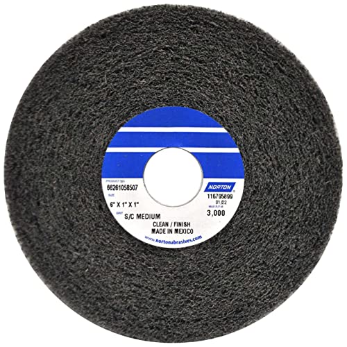 Norton 66261058507 6x1x1 In. Bear-Tex Clean & Finish Silicon Carbide Non-Woven Convolute Wheels, Medium Grit, 4 pack