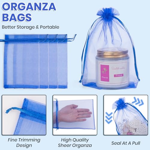 Image of ANZNKU 50 Pack Royal Blue Organza Bags 5x7 Inch, Small Mesh Bag Drawstring Mesh Gift Bags Jewelry Pouches for Baby Shower, Easter Gifts, Birthday Party Favors