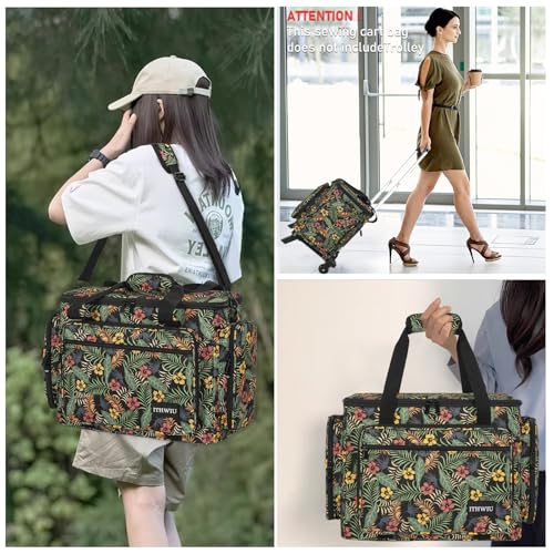 Image of Sewing Machine Carrying Case with Multiple Storage Pockets Large Capacity, Universal Tote Storage Bag Compatible with Most Standard Singer, Brother, Janome, Multicolor