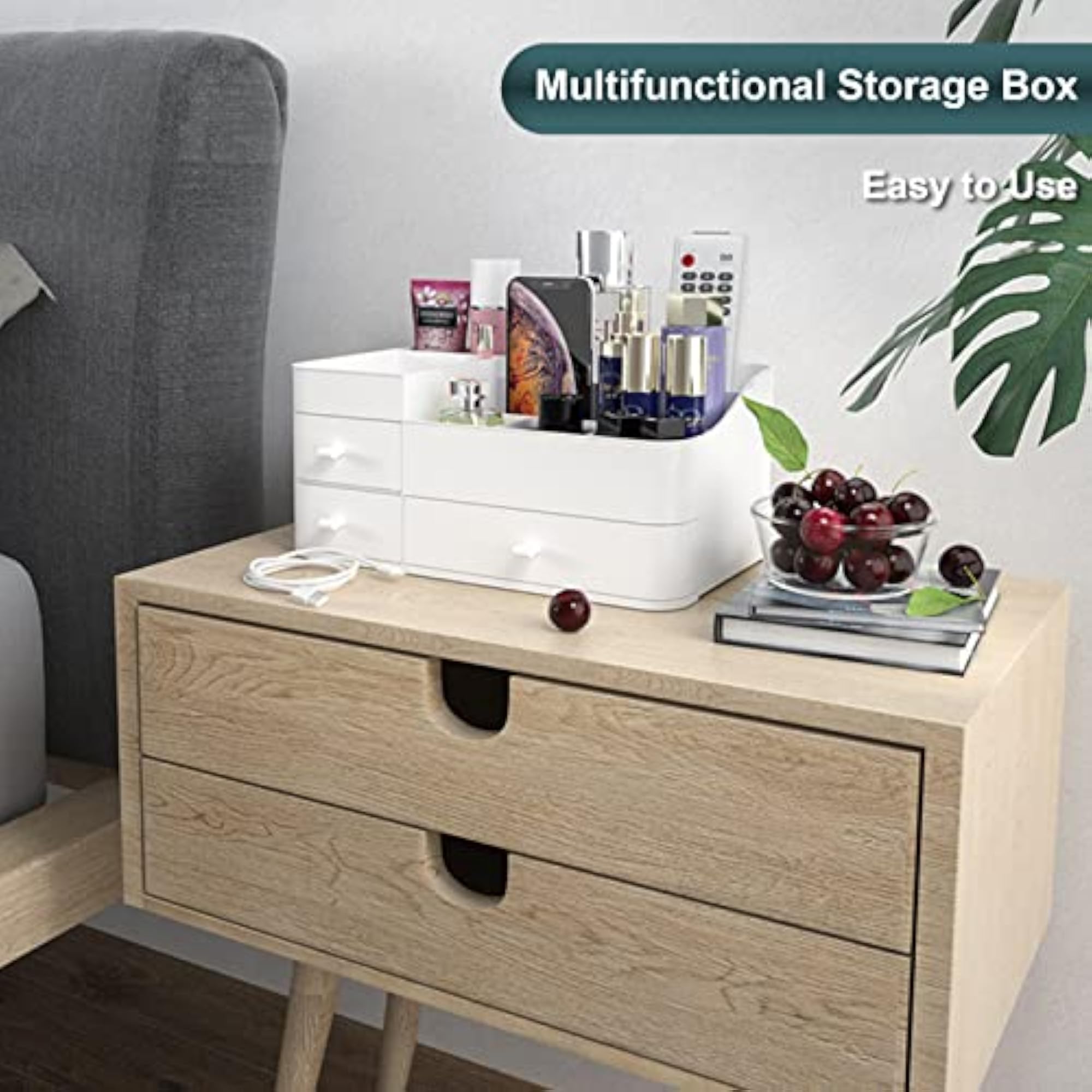 Large Countertop Makeup Organizer with Drawers, Vanity Storage