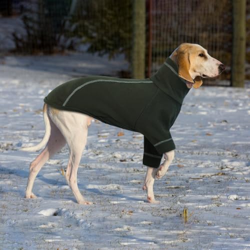 Hjumarayan Hundepullover Kleine Hunde - Dehnbarer Fleece Pullover Kleine Hund, Hundekleidung Warm Rollkragen Hundepulli mit Beinen, Hunde Klamotten für Shih Tzu, Mops, Dunkelgrün L