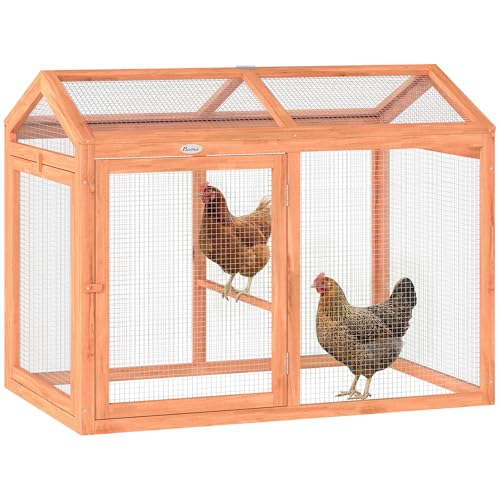 PawHut Enclos Poulailler Combinable en Bois Naturel -...