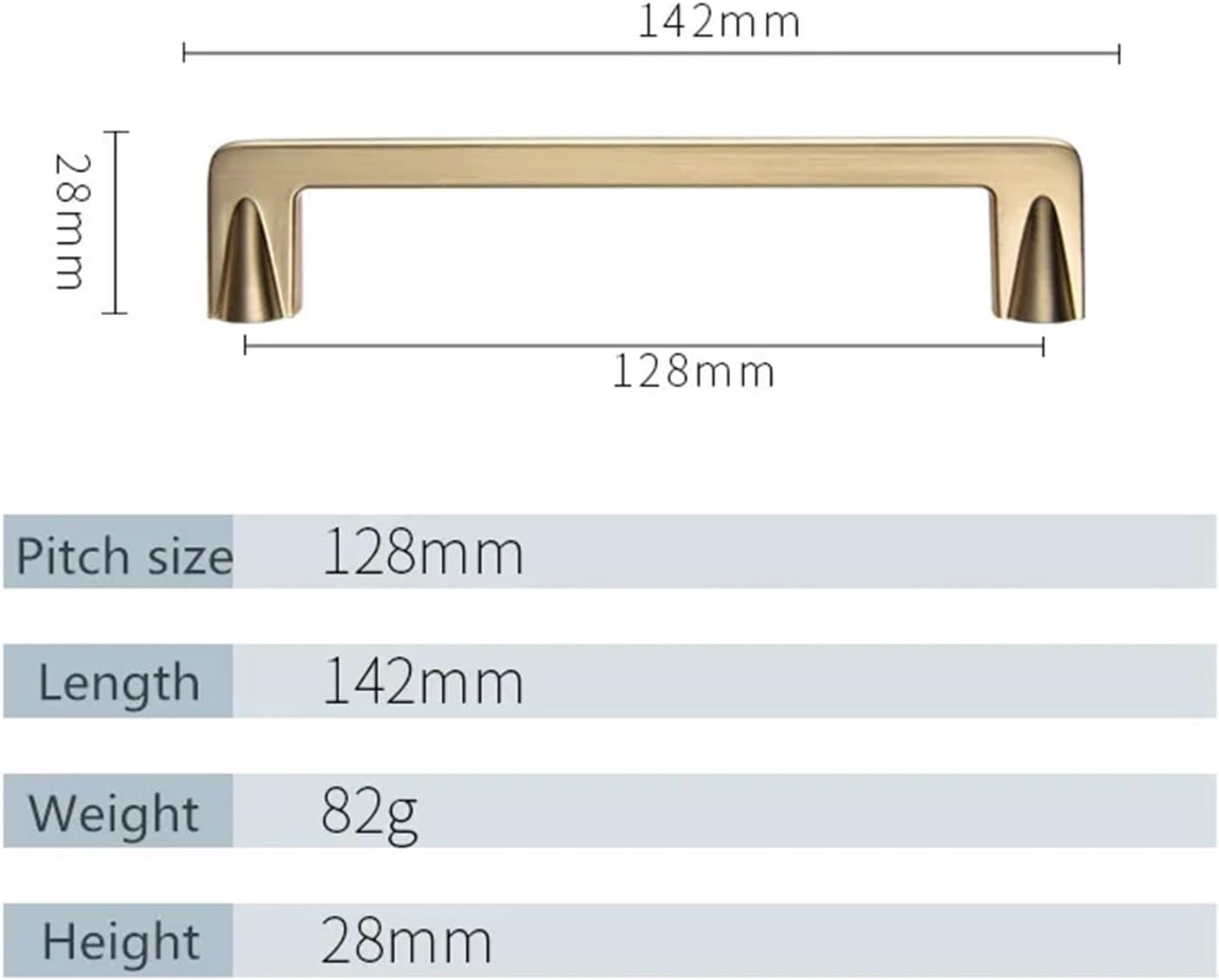 Gold Zinc Alloy Handles for Furniture Cabinet Knobs and Handles Drawer Handles Kitchen Cabinet Handle Cupboard Knobs and Pulls 1Pcs (Color : GP-128mm)