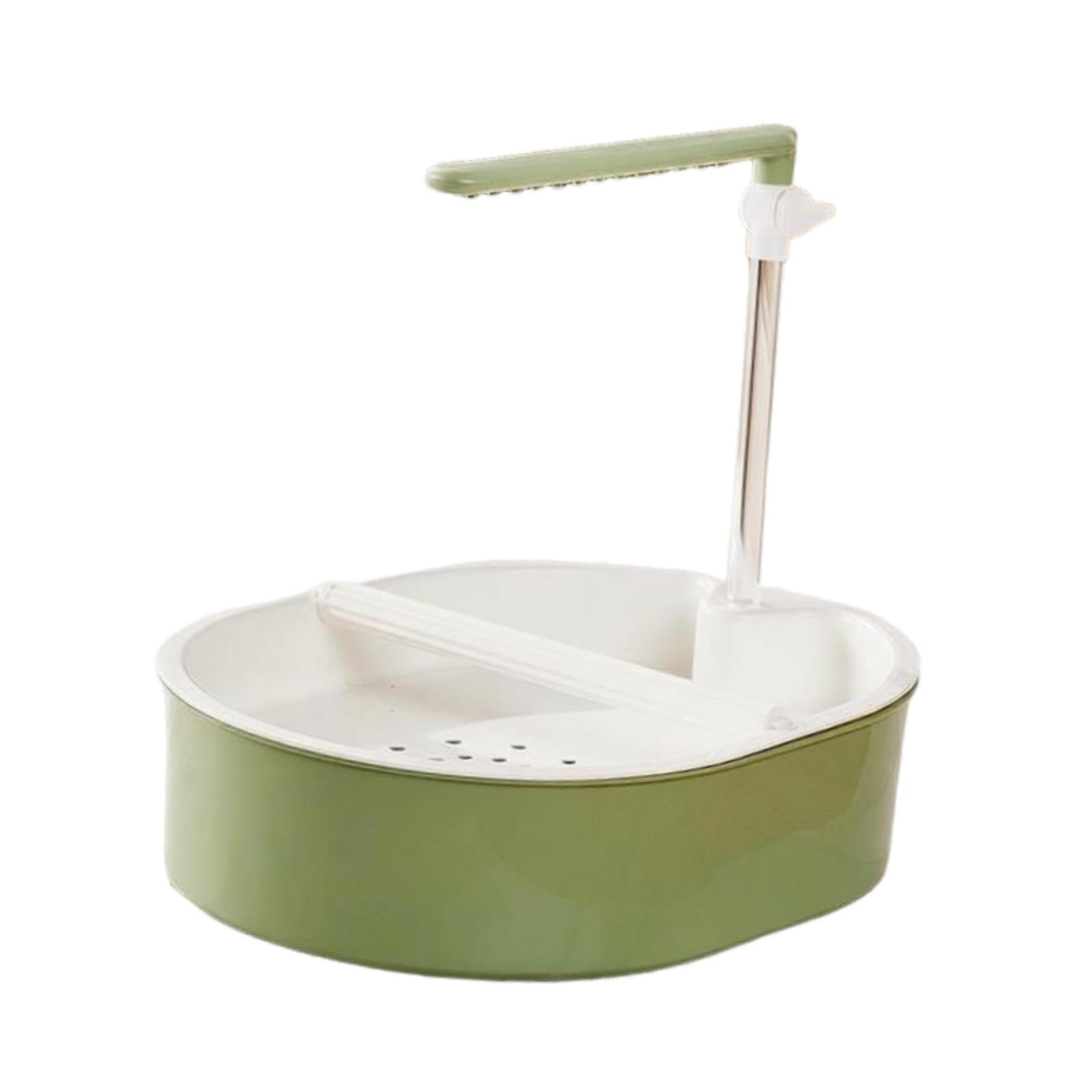 Papageienbadewanne Automatische Badebox für Papageien Zirkulierendes Badewasser mit Sitzstange Vogelzubehör Seichtes Badebecken Aus Stabilem PP für SI, Grüner Sprühkopf