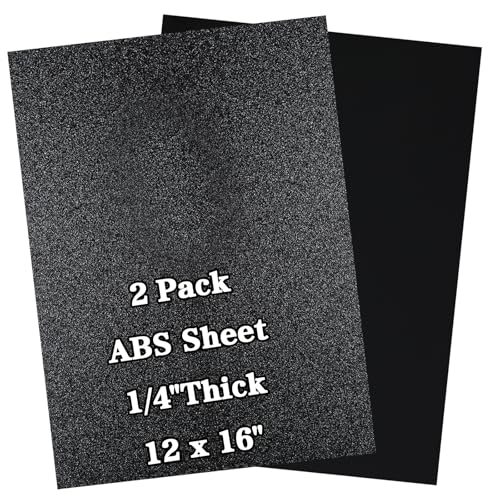 Image of 2 Pack ABS Plastic Sheet 12 inch x 16 inch x 1 /4 inch Thick (6mm) Black Rigid Moldable Thermoplastic Board for Crafts, DIY Projects, Home Decor - Textured & Smooth Surface