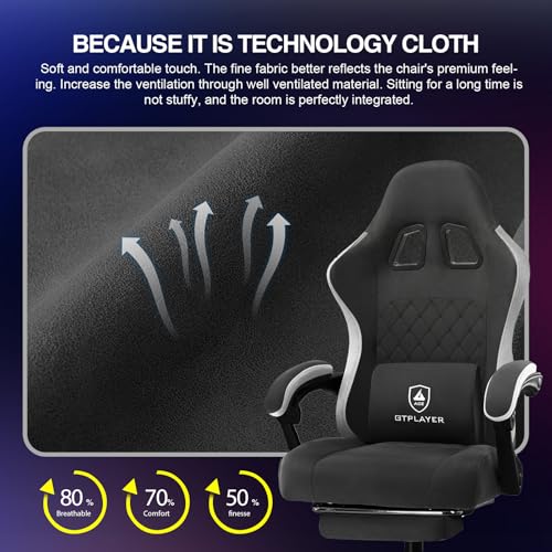 Image of GTPLAYER Gaming Chair, Computer Office Chair with Pocket Spring Cushion, Linkage Armrests and Footrest, High Back Ergonomic Computer Chair with Lumbar Support Task Chair with Footrest(DPBlack)