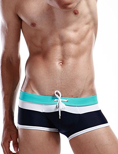 SEOBEAN Mens Low Rise Sexy Swimwear Boxer Brief Trunks 2208 (XL(34-36