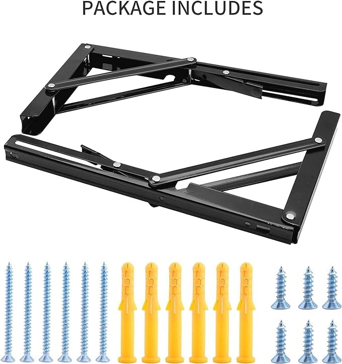 Image of VAGHASIYA 30 cm Heavy Duty Folding Shelf Brackets - Stainless Steel Collapsible Brackets for DIY Floating Shelves, Benches, and Tables, Space-Saving Design