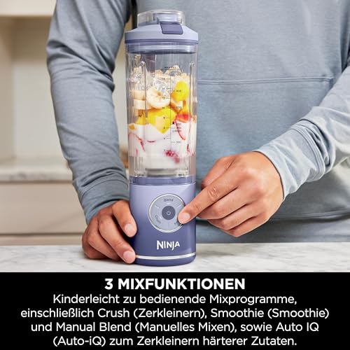 Ninja Blast Max Tragbarer Mixer/Blender/Smoothie Maker, 570 ml, wiederaufladbar, Mixbecher & auslaufsicherer Deckel, 3 Funktionen, Smoothies, Proteinshakes, Lavendel BC251EULD 4