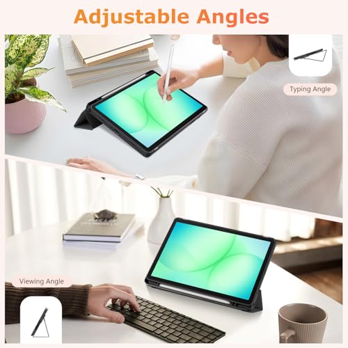 Capa para tablet Samsung Galaxy Tab A11/ A9 de 8,7 polegadas – Capa protetora de TPU premium com suporte dobrável, compartimento para caneta, hibernar/despertar automático, fina, leve, à prova de