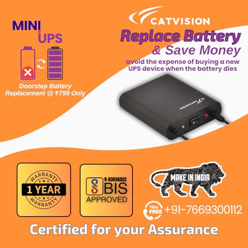 Image of Catvision Mini UPS for Wi-Fi Routers I 12V-2A I Battery Backup Upto 6 Hours (Lab Tested) | Surge & Discharge Protection I 12 Months Warranty | Portable UPS | BIS Approved