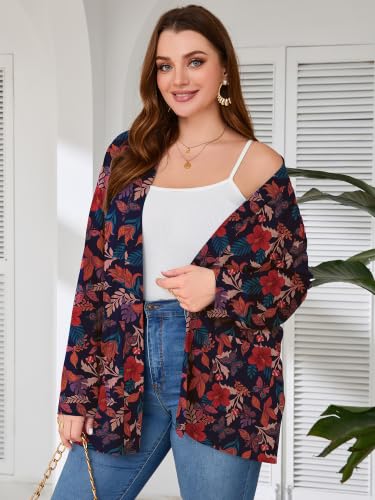 Image of AusLook Plus Size Lightweight Cardigans for Women Open Front Pockets Jacket