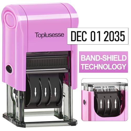 Toplusesse Date Stamp Self Inking Dater Stamp for Business 12 Year Band Purple Mount Black Ink 2024-2035