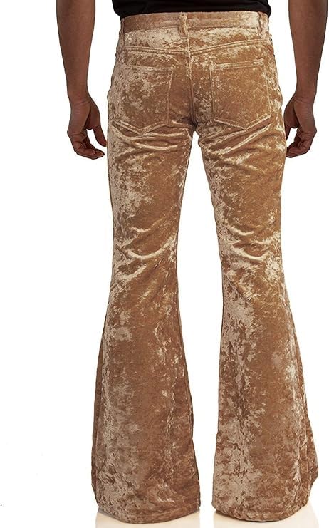Image of EVEDESIGN Mens Bell Bottom Velvet Pants 60s 70s Disco Outfits for Men Vintage Flared Jeans