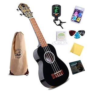 Smiger Professional Soprano Ukulele Beginner 21 Inch Mini Kids Guitar Hawaiian Ukelele Fast Learn Instruction Book Digital Tuner Polishing Cloth Pick Fingertip Protector Yukalalee Kit