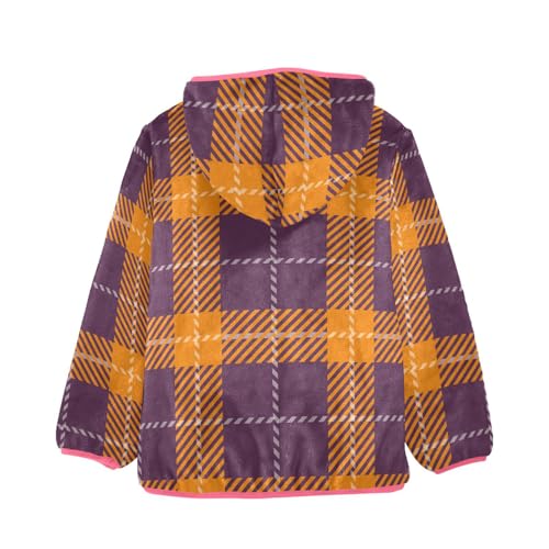 GuoChe Violet Buffalo Plaid Tartan Check Scotland Orange Purple Boys Winter Coats Sherpa Lined2