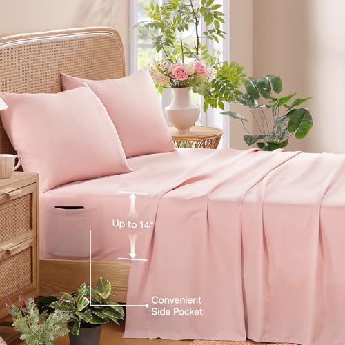 Image of Andency Queen 7 Piece Reversible Comforter Set, Floral Bedding Set,Pink | Botanical Floral Bed in a bag, Double-sided,90 inchx90 inch, All Season Use, Farmhouse Vintage Rustic Down Alternative for Bedroom