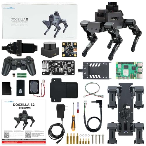 Image of Yahboom Raspberry Pi 5 Adults AI Large Model Robot Dog Python Programming 12 Joints Bionic Mechanical Dog DOGZILLA Face Color Recognition OpenCV Embodied Intelligence (S2 with Pi 5-4GB)