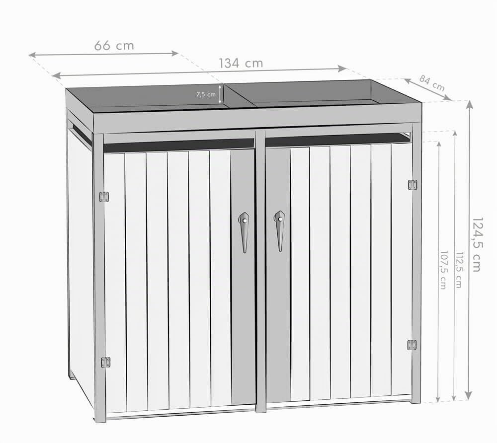 WESTMANN Mülltonnenbox für 2X 240L Mülltonnen 84x134x125 cm Silber 240 L