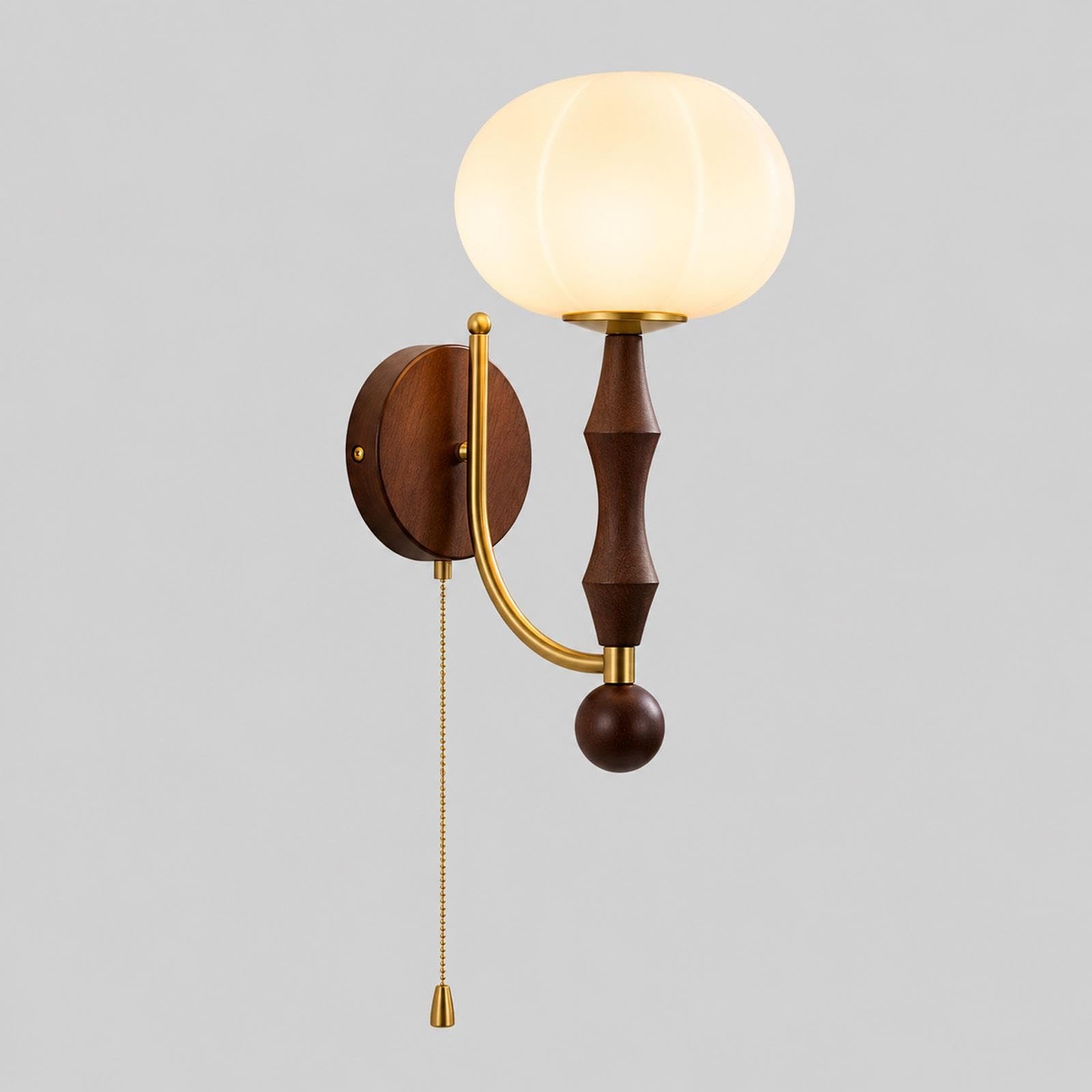 Aplique de pared cristal vintage, detalle madera, base E27