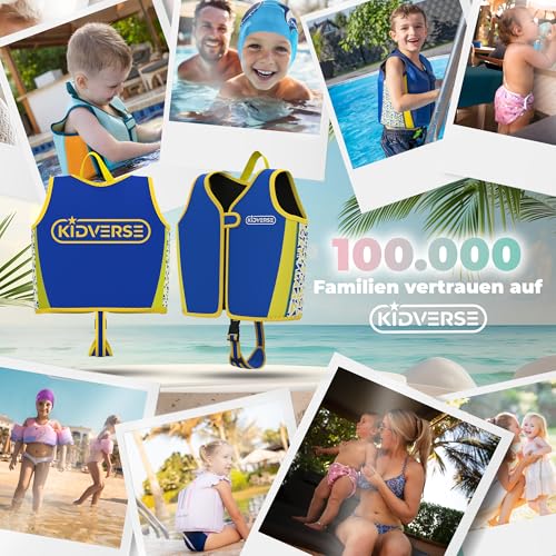 KIDVERSE Schwimmweste Kinder 2-3 Jahre - TÜV geprüfte Schwimmhilfe mit Bauchumfang bis 56cm - Schwimmhilfe Kinder 2-3 Jahre - Kinderschwimmweste zum Schwimmen Lernen - Komfort Schwimmweste Kind