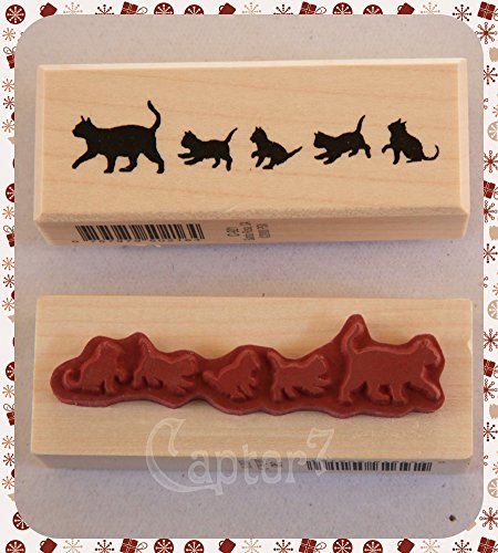 1 timbro con base in legno stamp gatto gattini