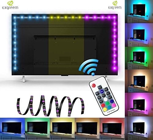 Exgreem Bias Lighting fo HDTV Neon Accent LED Strips Bias Backlight RGB Lights with Remote Control for HDTV, Flat Screen TV Accessories and Desktop PC, Multi Color (39 inches)