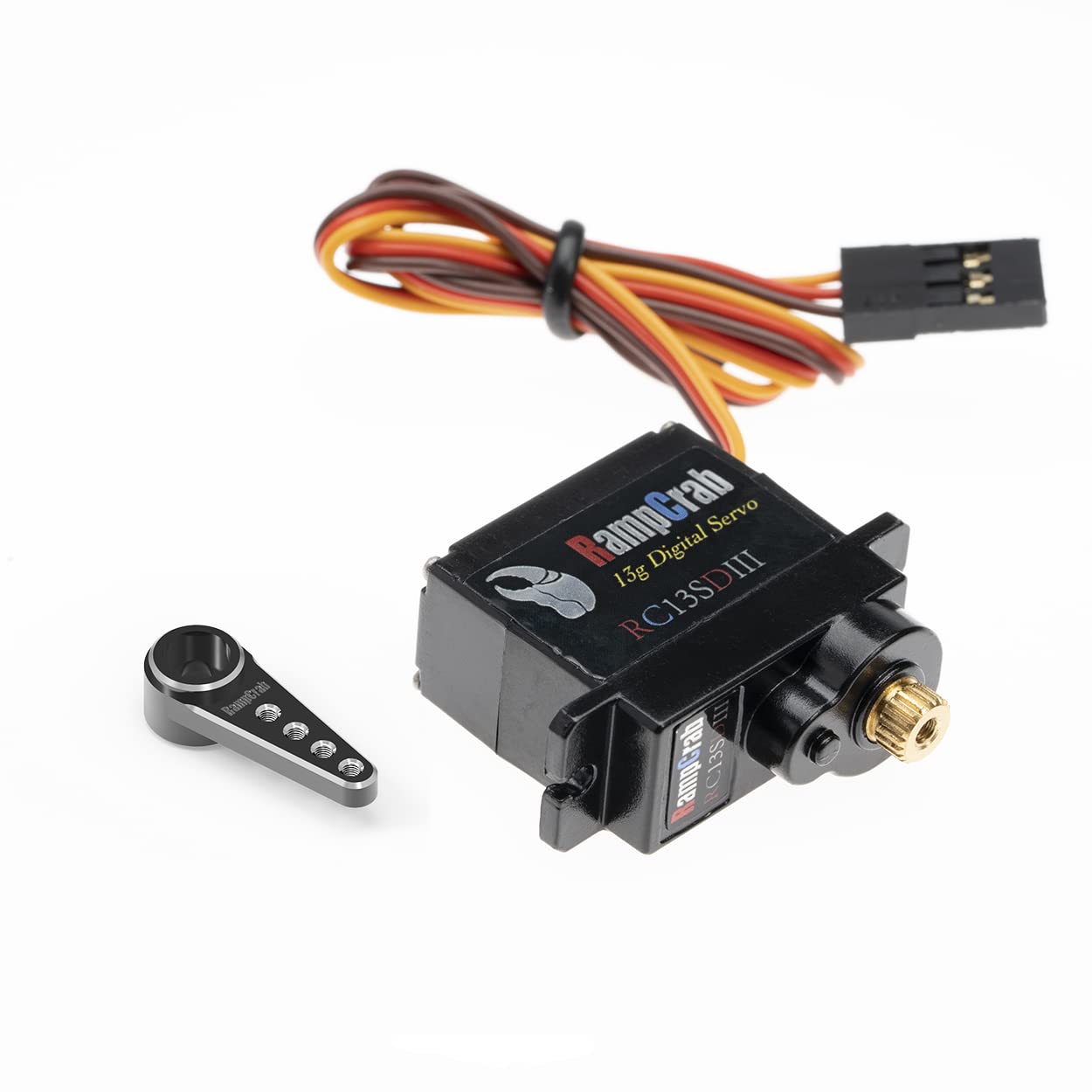 RampCrab RC Steering Servo with Servo Horn for AX24 SCX24 RC Car, Upgrade Parts for Axial SCX24, AX24, Black Horn