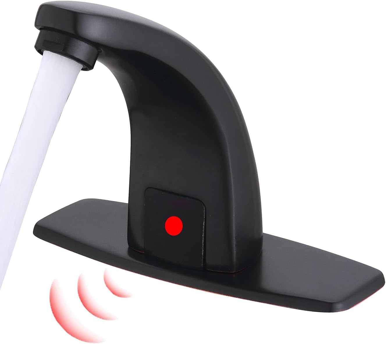 Touchless Bathroom Sink Faucet, Commercial Hands Free Automatic Motion Sensor Touchless Faucet Kit with Hole Cover Plate, Brushed