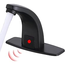 Touchless Bathroom Sink Faucet, Commercial Hands Free Automatic Motion Sensor Touchless Faucet Kit with Hole Cover Plate, Brushed