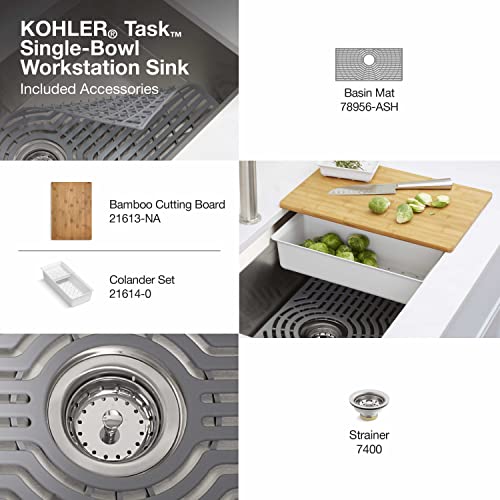 image for KOHLER Task Kitchen Sink, Stainless Steel Dual Mount Single Bowl, 27