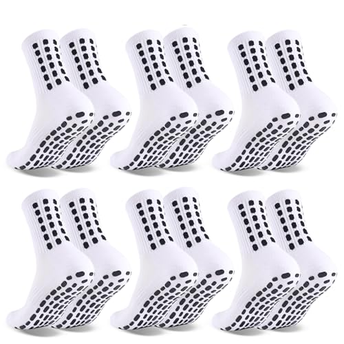 Image of Barrlves 6 Pairs Grip Soccer Socks Colorful Non Slip Sports Football Basketball Hospital Yoga Socks for Men Women