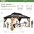 EROMMY 12' x 14' Gazebo, Wooden Finish Coated Aluminum Frame Canopy with Double Galvanized Steel Hardtop Roof, Outdoor Permanent Metal Pavilion with Curtains and Nettings for Patio, Backyard and Deck