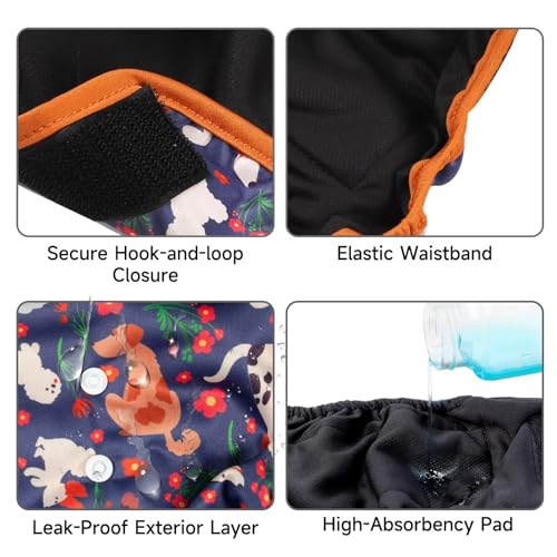 Image of Paw Legend Washable Reusable Female Dog Period Diapers for Heat Doggie Puppy Diapers for Female Dogs (3 Pack,X-Small)