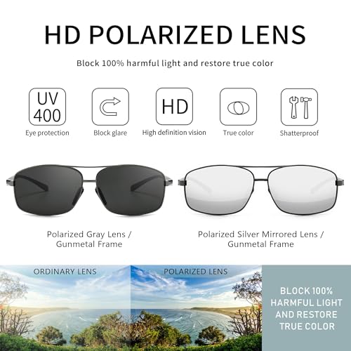 Image of SUNGAIT UV protection Ultra Lightweight Rectangular Polarized Sunglasses
