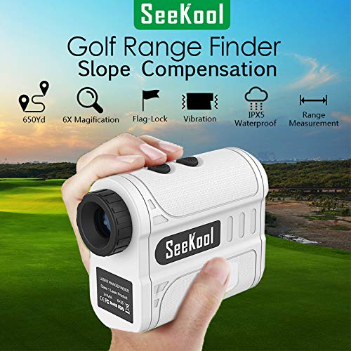 SeeKool-Telemetro-de-Golf-600-metros-Telemetro-Laser-Golf-con-Compensacion-de-Pendiente-Aumento-6X-Modo-de-bloqueo-de-asta-de-bandera-Vibracion-Modo-de-escaneo-IP54-Impermeable-para-Golf-y-Caza