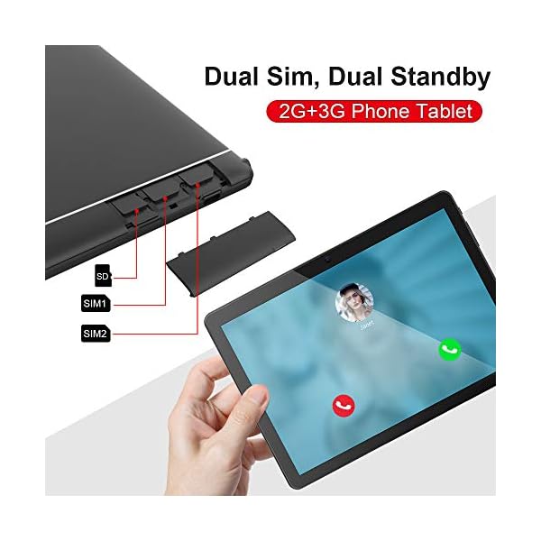 Tablet 10 Inch, Dual SIM Solt Android 9.0 Quad Core Processor Tablets, 32GB ROM 6000mAh Battery Google Certified HD Tablet, Support 128GB Memory Storage Expand, WiFi, Bluetooth, GPS
