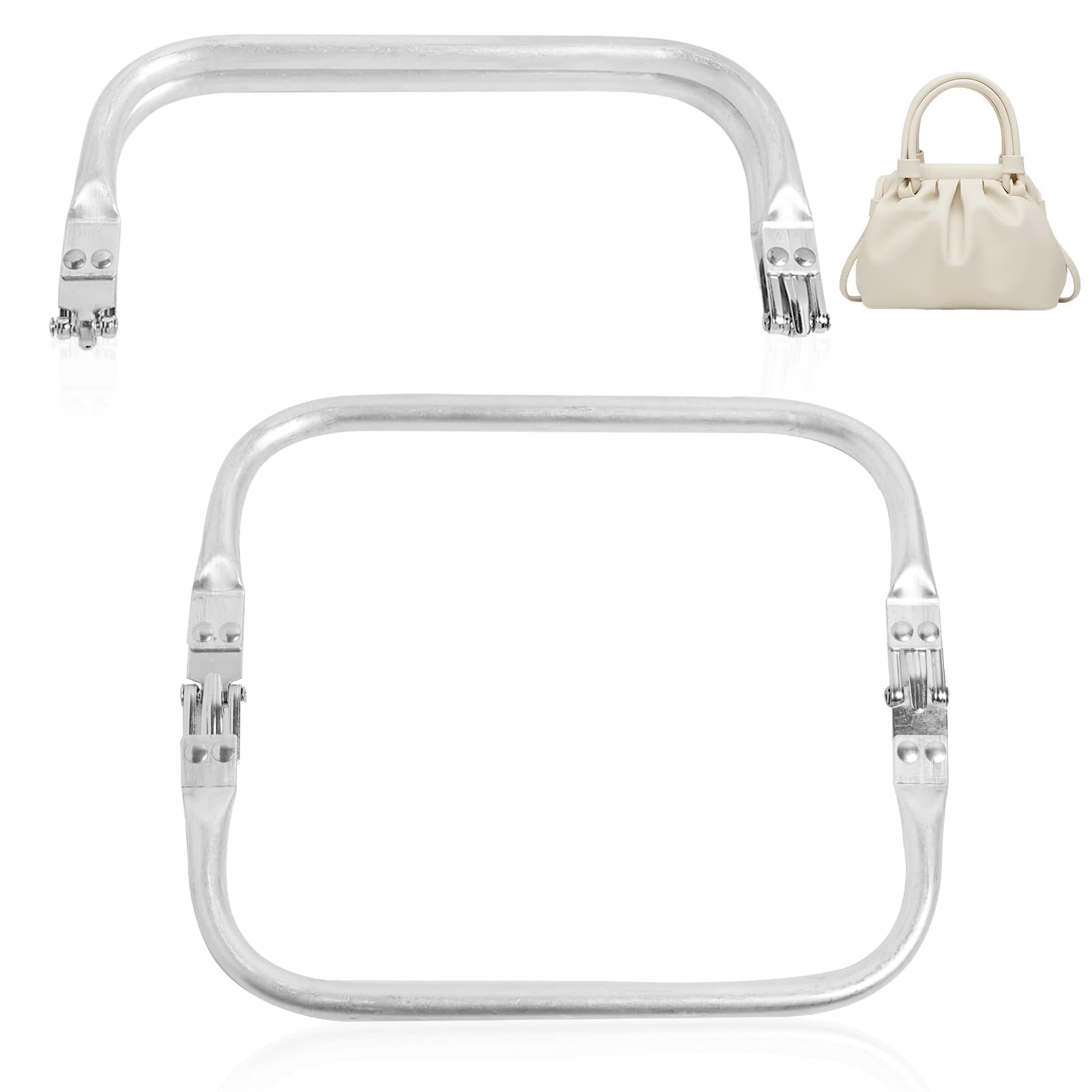 TNOMSNO 4 Pièces Cadre Tubulaire Interne Aluminium, Cadre Tubulaire Internecadre, Métallique Pour Sac, 2 Taille Cadre En Métal De Sac à Main Poignées