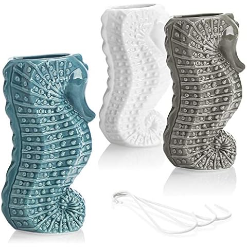 com-four® 3x Humidificador de Aire Cerámico con Motivo de Caballito de Mar Cover