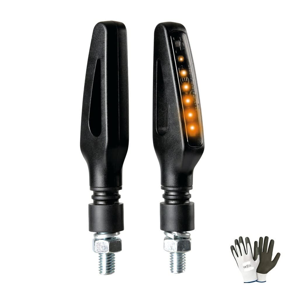 Compatible con moto B intermitentes LED de par para moto, indicadores de dirección, 12 V, seg, universal, 86 x 36 cm, color negro homologado