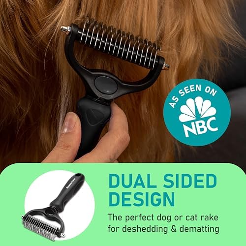 Maxpower Planet Pet Grooming Brush - Double Sided Shedding and Dematting Undercoat Rake Comb for Dogs and Cats,Extra Wide, Black 1