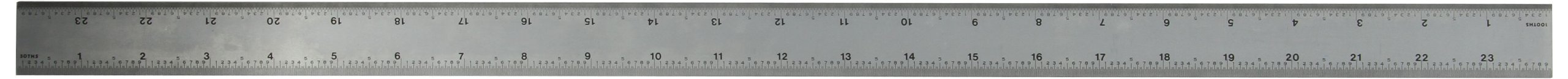 Fowler 52-350-036 - Regla de acero rígido con acabado cromado satinado, intervalo de graduación 16R, 91,4 x 3,17 x 0,04 cm